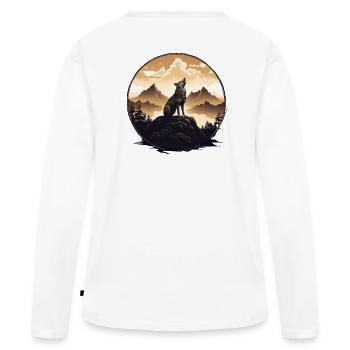 La solitude du loup : l’aube de la montagne - T-shirt manches longues Premium bio Femme - blanc - Dos - Julia (174cm)