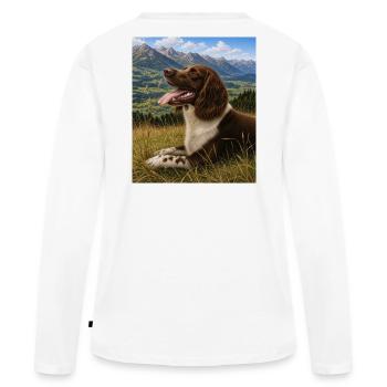 Mountain Landscape Dog Portrait - Women's Premium Organic Long Sleeve Shirt - white - Back - Julia (174cm)