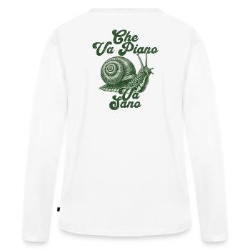 Che va piano va sano - T-shirt manches longues Premium bio Femme - blanc - Dos - Julia (174cm)