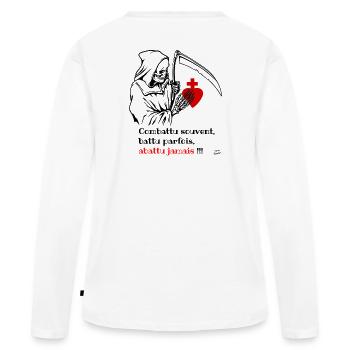 Combattu souvent, battu parfois, abattu jamais!!! - T-shirt manches longues Premium bio Femme - blanc - Dos - Julia (174cm)