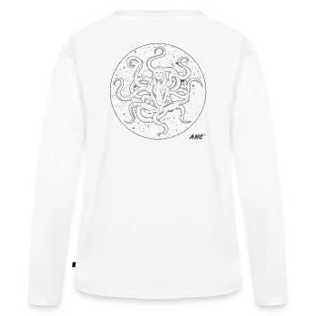 Poulpe Noir & Blanc - T-shirt manches longues Premium bio Femme - blanc - Dos - Julia (174cm)