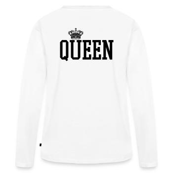 King - Idée de cadeau queen - T-shirt manches longues Premium bio Femme - blanc - Dos - Julia (174cm)