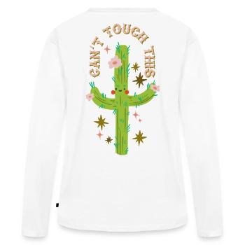 Je ne peux pas toucher ça - Conception de cactus épineux - T-shirt manches longues Premium bio Femme - blanc - Dos - Julia (174cm)