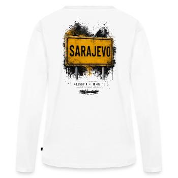 Sarajevo Vintage Street Sign - Women's Premium Organic Long Sleeve Shirt - white - Back - Julia (174cm)