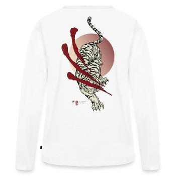 Japan Tiger Rising Sun - Frauen Premium Bio Langarmshirt - Weiß - Hinten - Julia (174cm)