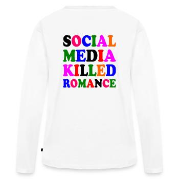 social media killed romance - Frauen Premium Bio Langarmshirt - Weiß - Hinten - Julia (174cm)