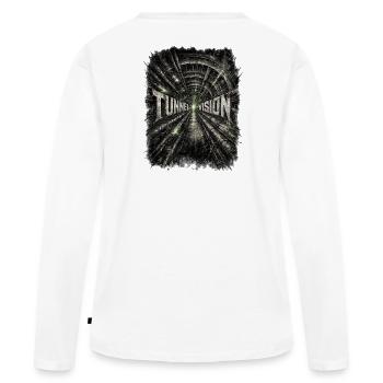 Tunnelblick – Ravewear - Frauen Premium Bio Langarmshirt - Weiß - Hinten - Julia (174cm)
