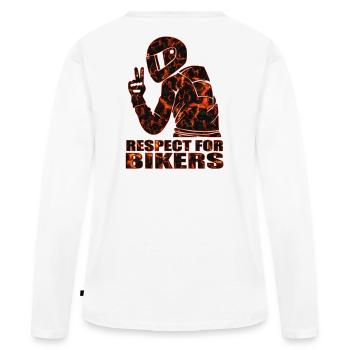 Biker - Frauen Premium Bio Langarmshirt - Weiß - Hinten - Julia (174cm)