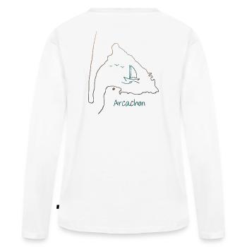 BA card - Women's Premium Organic Long Sleeve Shirt - white - Back - Julia (174cm)