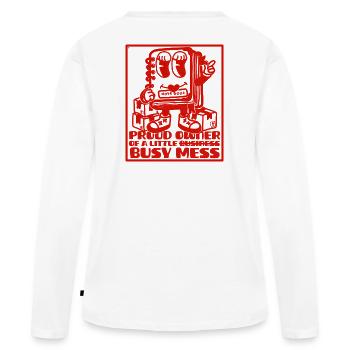 Busy Mess - Motivation et business mindset - T-shirt manches longues Premium bio Femme - blanc - Dos - Julia (174cm)