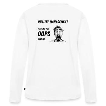Gestion de la qualité - Lutter contre le compteur Oups - T-shirt manches longues Premium bio Femme - blanc - Dos - Julia (174cm)