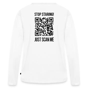 Scanne mich QR Code für Motivation - Frauen Premium Bio Langarmshirt - Weiß - Hinten - Julia (174cm)
