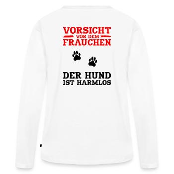 Frauchen schwarz - Frauen Premium Bio Langarmshirt - Weiß - Hinten - Julia (174cm)