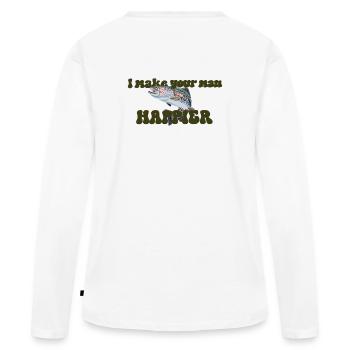 La truite Pick me - T-shirt manches longues Premium bio Femme - blanc - Dos - Julia (174cm)