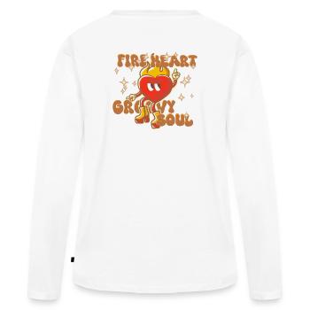 Cœur en feu , âme groovy - T-shirt manches longues Premium bio Femme - blanc - Dos - Julia (174cm)