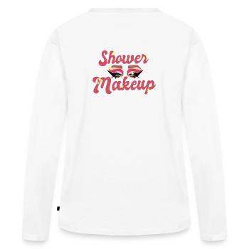 Dusch-Make-up - Frauen Premium Bio Langarmshirt - Weiß - Hinten - Julia (174cm)