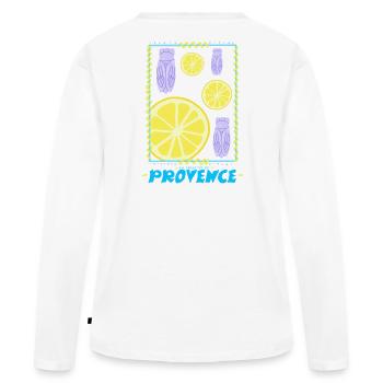 Das gute Leben in der Provence - Frauen Premium Bio Langarmshirt - Weiß - Hinten - Julia (174cm)