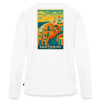 Santorini Greece – Island Architecture - Women's Premium Organic Long Sleeve Shirt - white - Back - Julia (174cm)