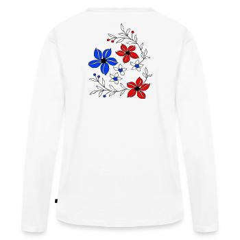 Blumenranke, Ornament - Frauen Premium Bio Langarmshirt - Weiß - Hinten - Julia (174cm)