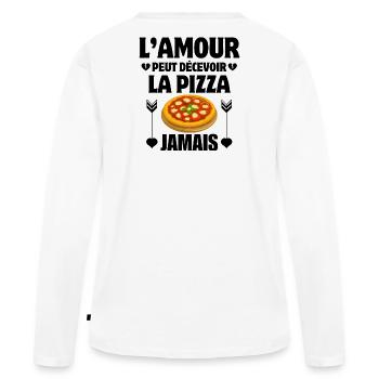 Pizza, fan de pizza, mangeur de pizza - T-shirt manches longues Premium bio Femme - blanc - Dos - Julia (174cm)