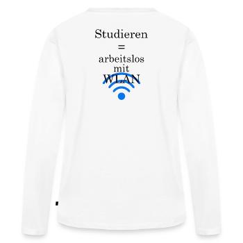 Le slogan de l’université « Chômeurs avec WLAN » cadeau aux étudiants - T-shirt manches longues Premium bio Femme - blanc - Dos - Julia (174cm)