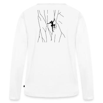 Girl climbs on rock outdoor bouldering free solo - Women's Premium Organic Long Sleeve Shirt - white - Back - Julia (174cm)