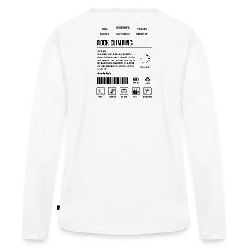 Description de l’escalade sur roche Icône de force - T-shirt manches longues Premium bio Femme - blanc - Dos - Julia (174cm)