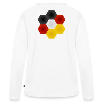 Couleur en nid d’abeille, joue le drapeau allemand. - T-shirt manches longues Premium bio Femme - blanc - Dos - Julia (174cm)