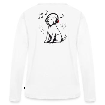 Casque pour chiens Croquis Musique Cadeau pour chien - T-shirt manches longues Premium bio Femme - blanc - Dos - Julia (174cm)