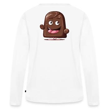 chocolat, j'aime le chocolat, j'adore le chocolat - T-shirt manches longues Premium bio Femme - blanc - Dos - Julia (174cm)