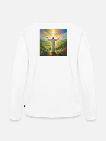 Jesus, katholischer Jesus Christus - Frauen Premium Bio Langarmshirt - Weiß
