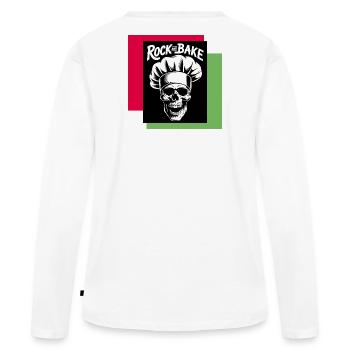Motif de Cuisinier de Crâne à la Roche, Boulanger - T-shirt manches longues Premium bio Femme - blanc - Dos - Julia (174cm)