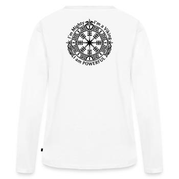 Casque runique de l’Émerveillement - Je suis Puissant - T-shirt manches longues Premium bio Femme - blanc - Dos - Julia (174cm)