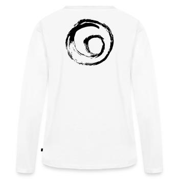 Spirale tourbillon point de cercle tourbillon dessiné à la main - T-shirt manches longues Premium bio Femme - blanc - Dos - Julia (174cm)