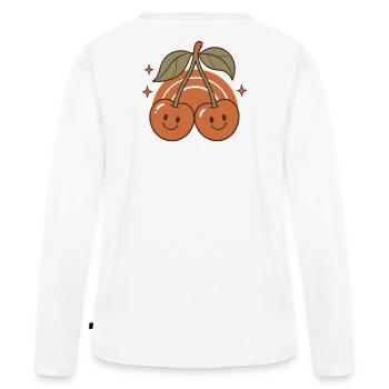 Douce Sourire Rétro Cerise - T-shirt manches longues Premium bio Femme - blanc - Dos - Julia (174cm)