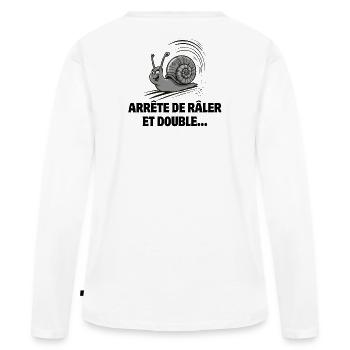 Führerschein, Schnecke, Geschwindigkeit - Frauen Premium Bio Langarmshirt - Weiß - Hinten - Julia (174cm)
