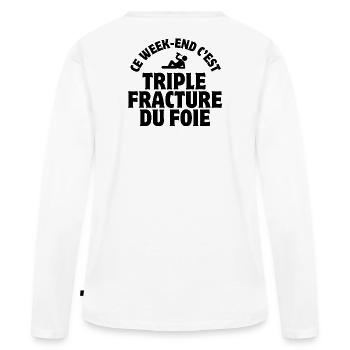 week-end, fiesta, EVG - T-shirt manches longues Premium bio Femme - blanc - Dos - Julia (174cm)