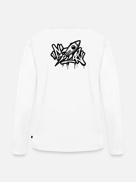 Graffiti-Rakete in Schwarzweiß - Frauen Premium Bio Langarmshirt - Weiß