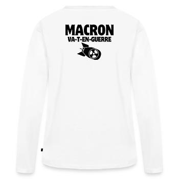 anti-guerre, Macron, stop War - T-shirt manches longues Premium bio Femme - blanc - Dos - Julia (174cm)