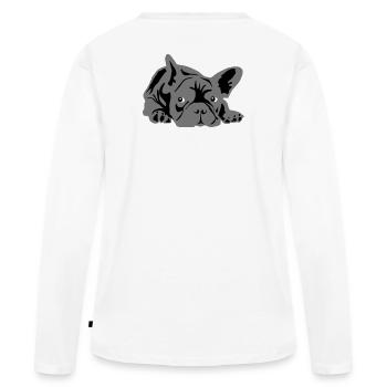 französische bulldogge 2 Farben - Frauen Premium Bio Langarmshirt - Weiß - Hinten - Julia (174cm)