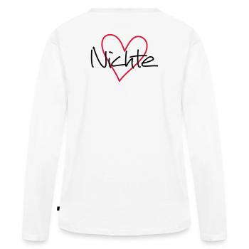 Niece coeur cadeau idée cadeau look partenaire - T-shirt manches longues Premium bio Femme - blanc - Dos - Julia (174cm)