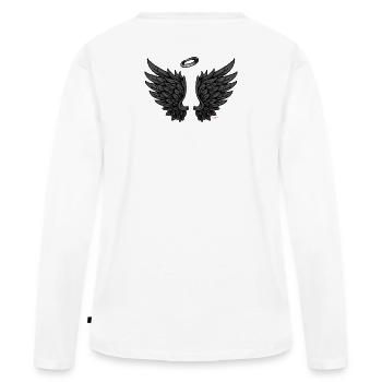 Ailes d’ange déchues Ailes d’ange Engelschen - T-shirt manches longues Premium bio Femme - blanc - Dos - Julia (174cm)