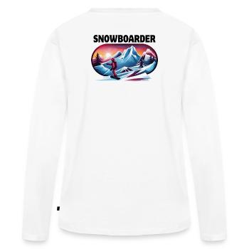 Skifahren, Snowboarden, Skigebiet, Snowboarder - Frauen Premium Bio Langarmshirt - Weiß - Hinten - Julia (174cm)