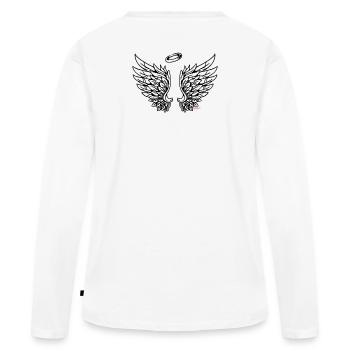 Ailes Ailes d’ange Ailes volantes - T-shirt manches longues Premium bio Femme - blanc - Dos - Julia (174cm)