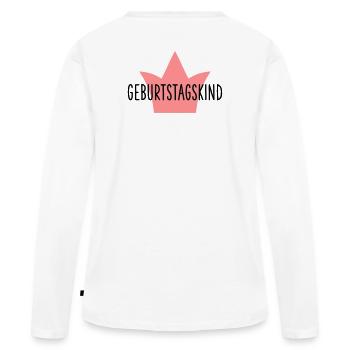 Anniversaire Fille Couronne Cadeau Anniversaire - T-shirt manches longues Premium bio Femme - blanc - Dos - Julia (174cm)