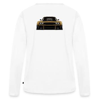 PROJET N°001 – Maître Héros | Automobile Premium - T-shirt manches longues Premium bio Femme - blanc - Dos - Julia (174cm)