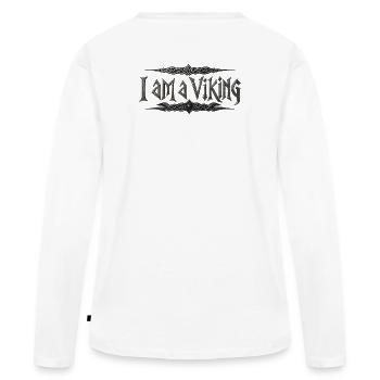I Am A Viking – keltische Knotentypografie - Frauen Premium Bio Langarmshirt - Weiß - Hinten - Julia (174cm)