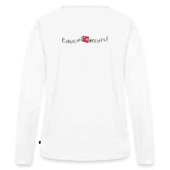 Chuchichäschtli | Mot suisse en dialecte - T-shirt manches longues Premium bio Femme - blanc - Dos - Julia (174cm)