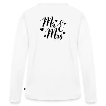 Mr and mrs - Women's Premium Organic Long Sleeve Shirt - white - Back - Julia (174cm)