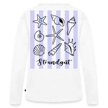 Strandgut Muscheln und Seesterne - Frauen Premium Bio Langarmshirt - Weiß - Hinten - Julia (174cm)